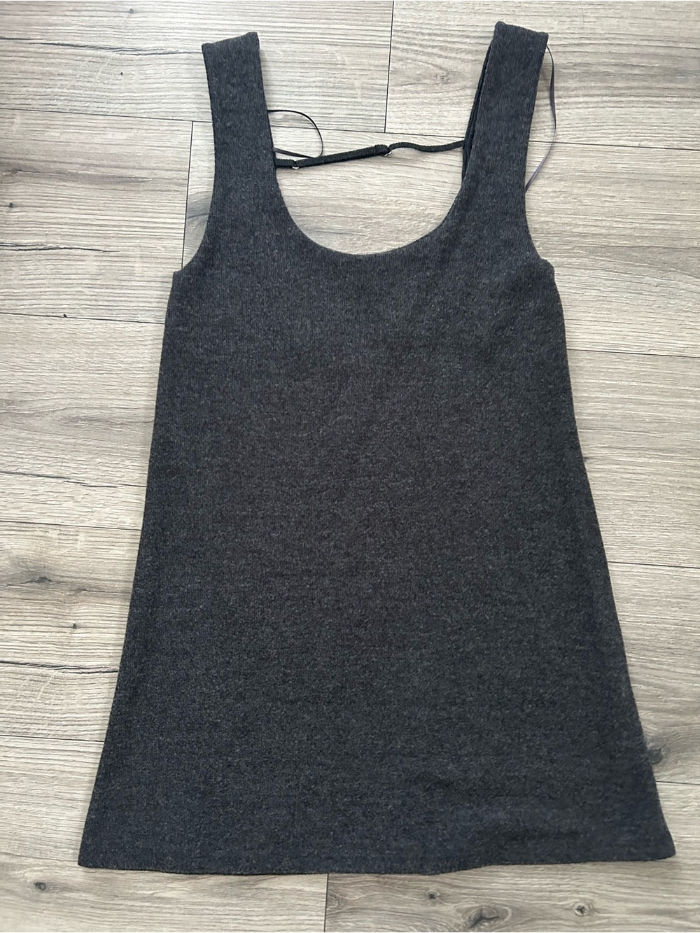 Zara Dark Charcoal Scoop Neck Mini Dress